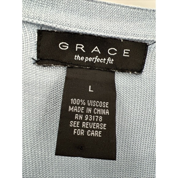 Grace The Perfect Fit Women's Size L Pastel Blue Open Front Lightweight Cardigan - Picture 6 of 7